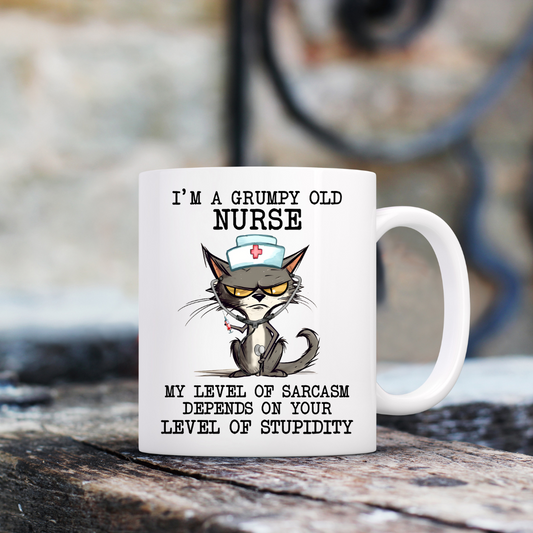 GRUMPY NURSE CAT Funny Ceramic Mug,