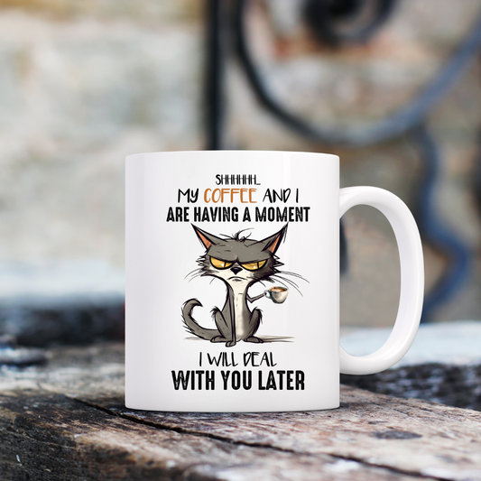 GRUMPY Coffee CAT Funny Ceramic Mug,