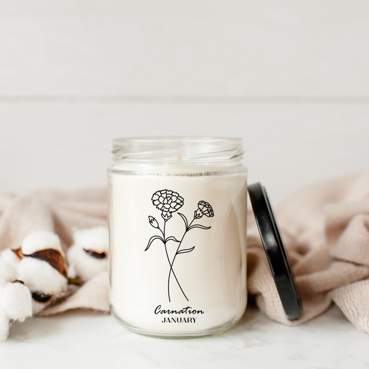 "JANUARY"Birth Flower candle
