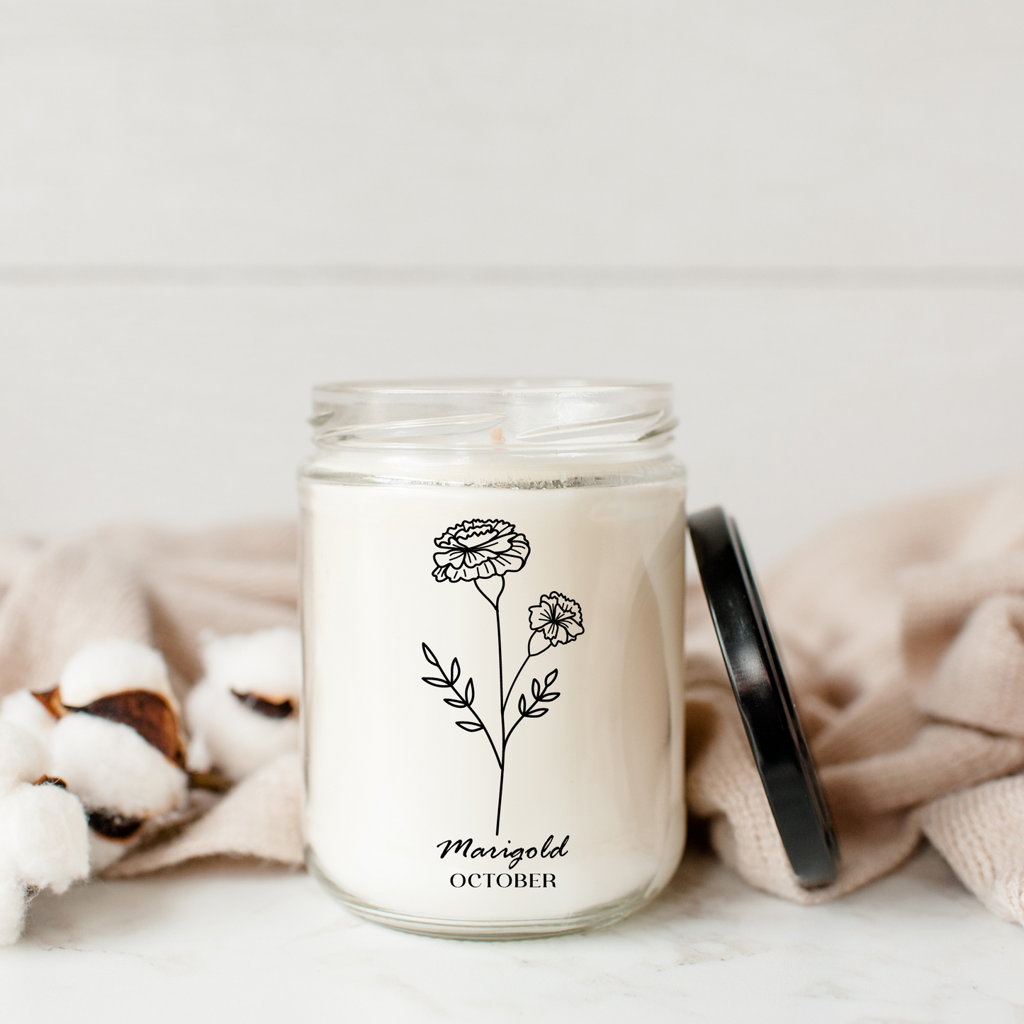 "OCTOBER"Birth Flower candle